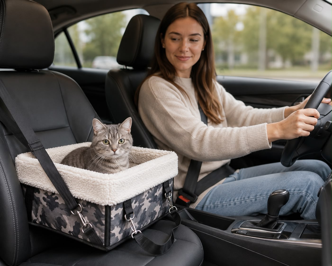 PawFlow Luxus-Autositz mit Kuschelfleece für Hunde & Katzen