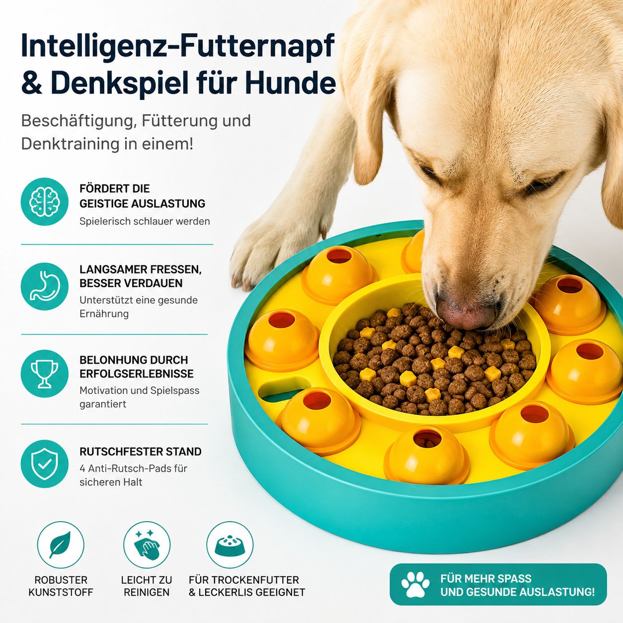 PawFlow™ Denkspiel-Futternapf für Hunde – Langsamer fressen, clever spielen