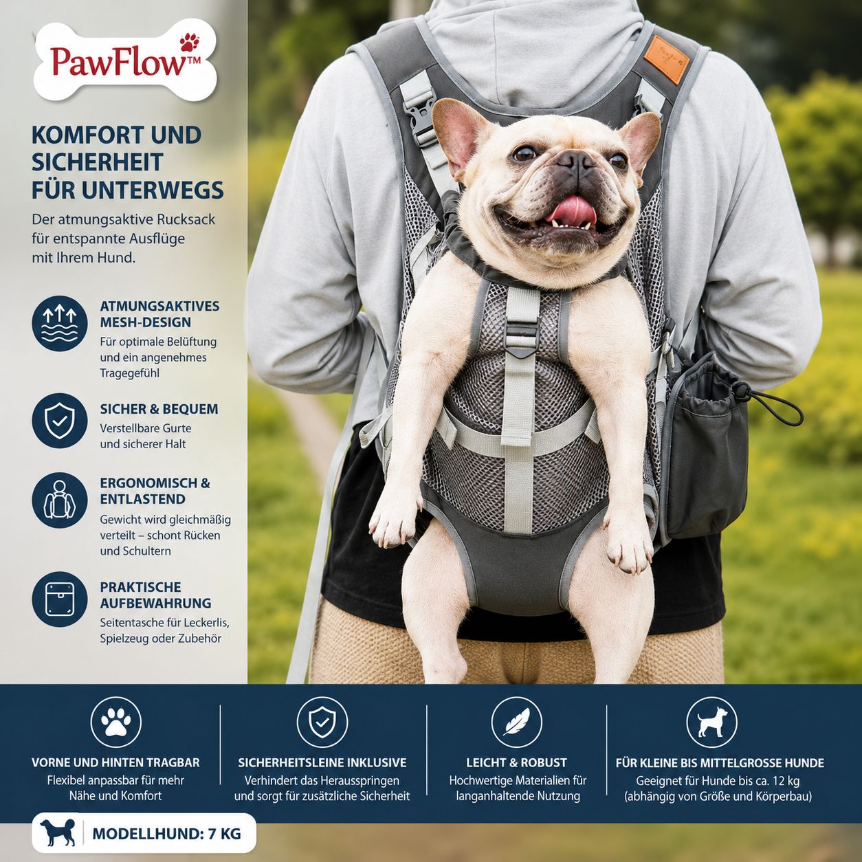 PawFlow™ Atmungsaktiver Komfort-Rucksack für Hunde