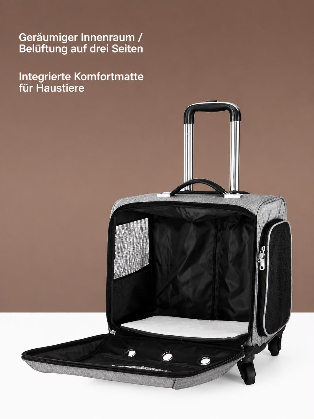 PawFlow Premium Haustier-Trolley mit 360°-Rollen
