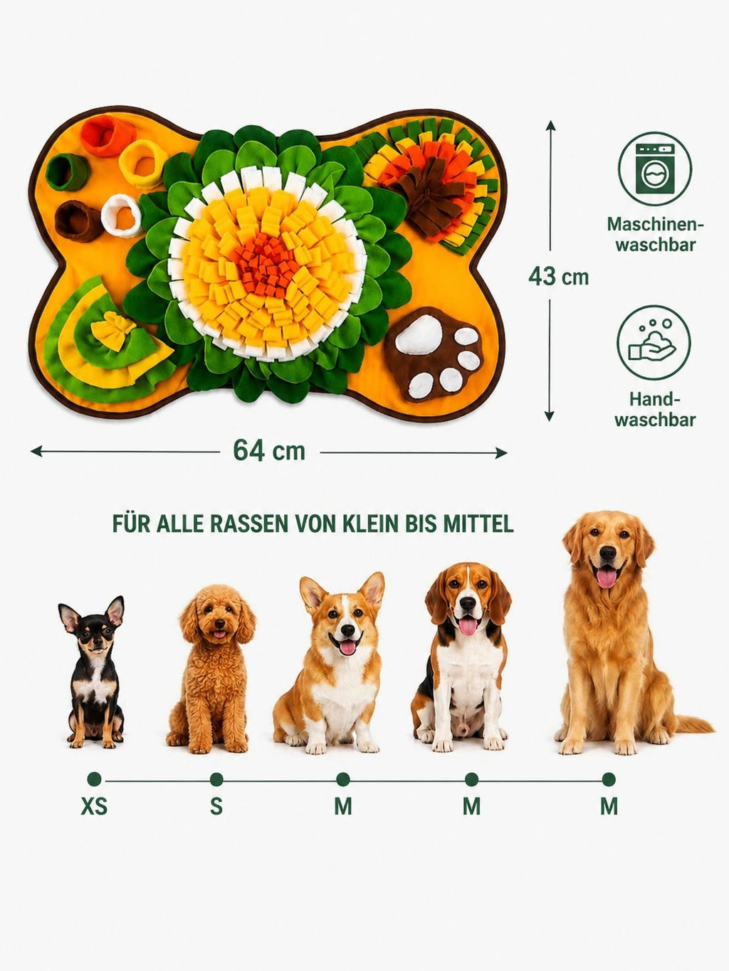 PawFlow Schnüffelmatte XL für Hunde – Intelligenzspielzeug, Nasenarbeit & langsames Fressen