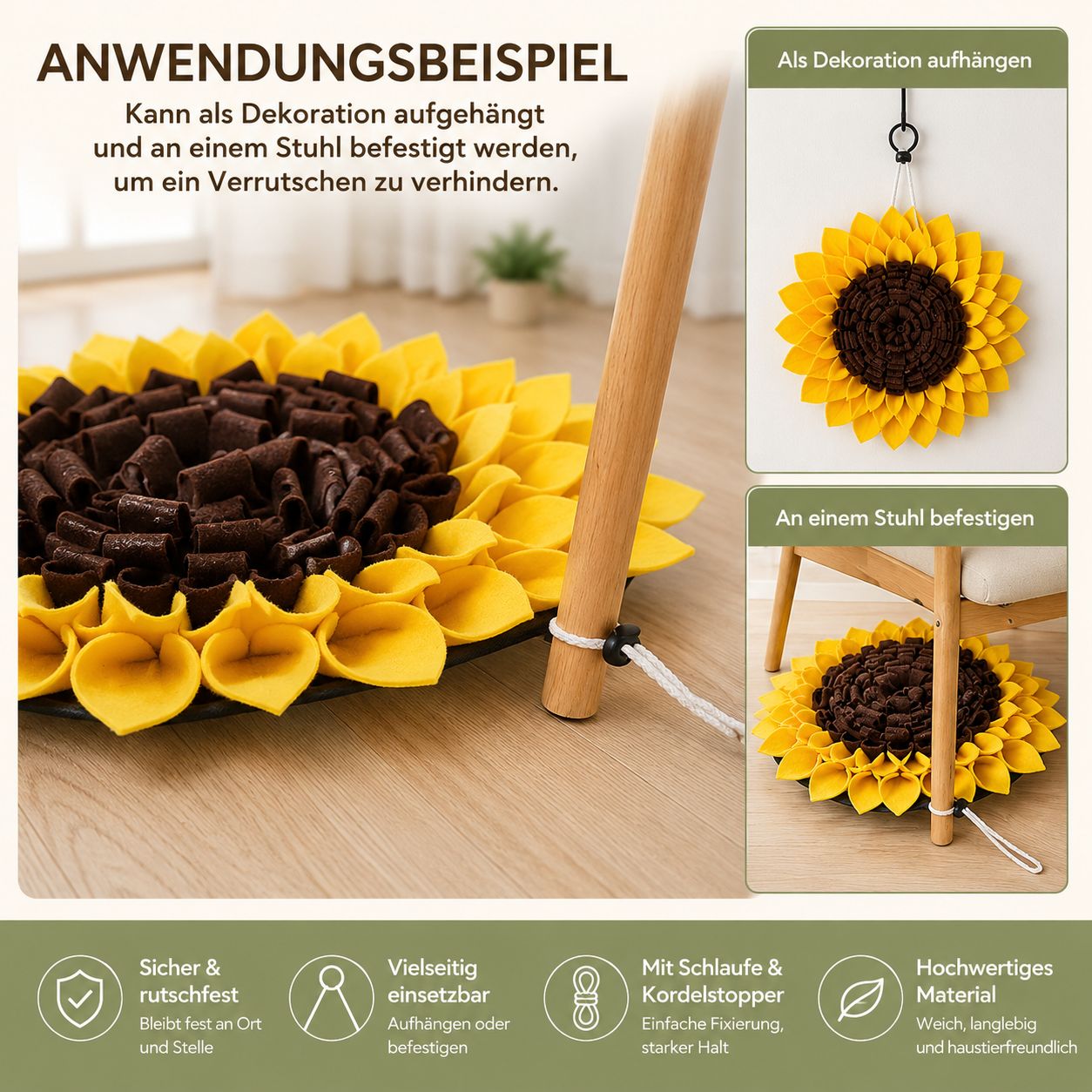 PawFlow™ Sonnenblumen-Schnüffelmatte für Hunde und Katzen – Nasenarbeit & Beschäftigung