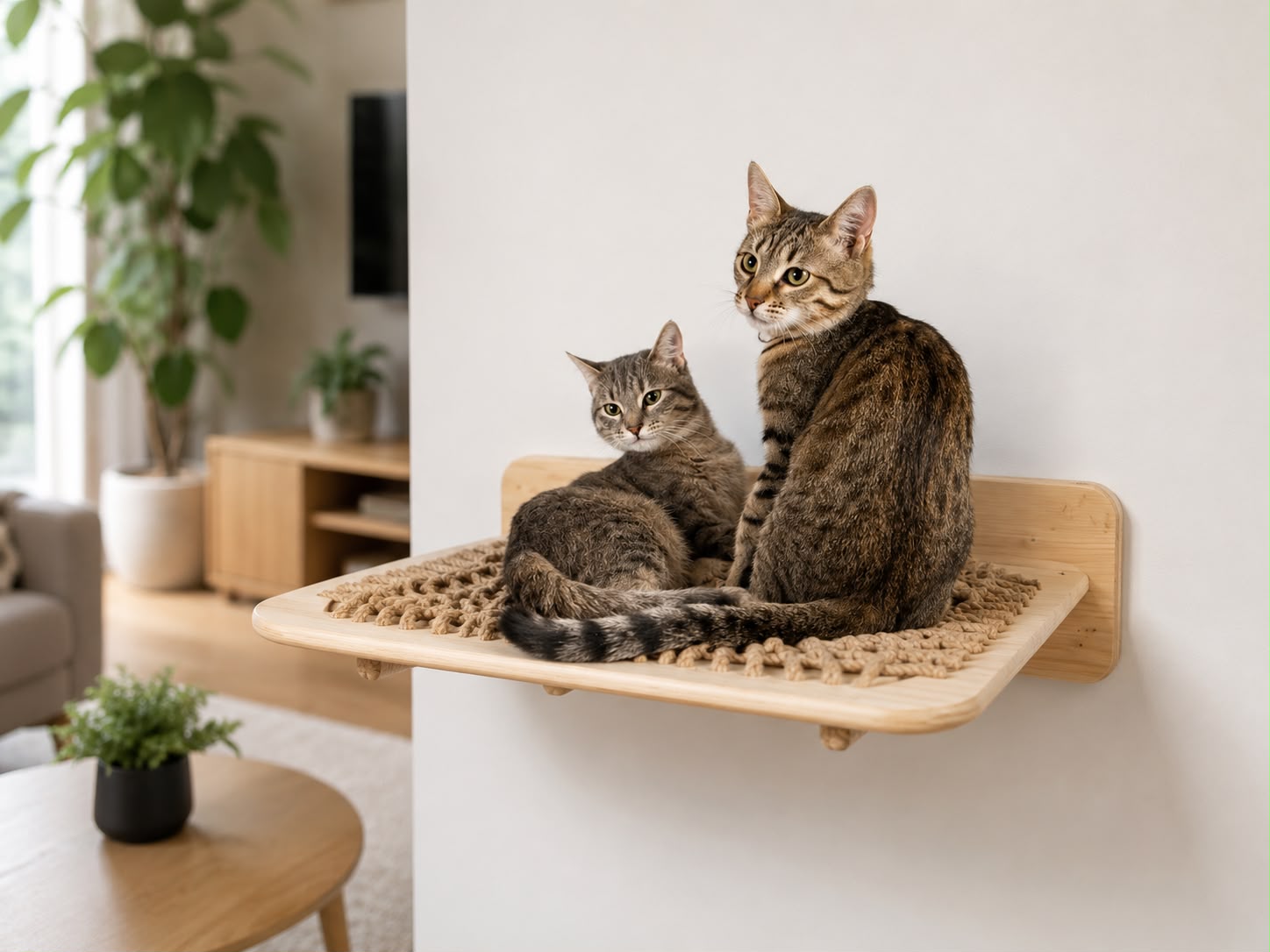 PawFlow Wandliege aus Massivholz für Katzen