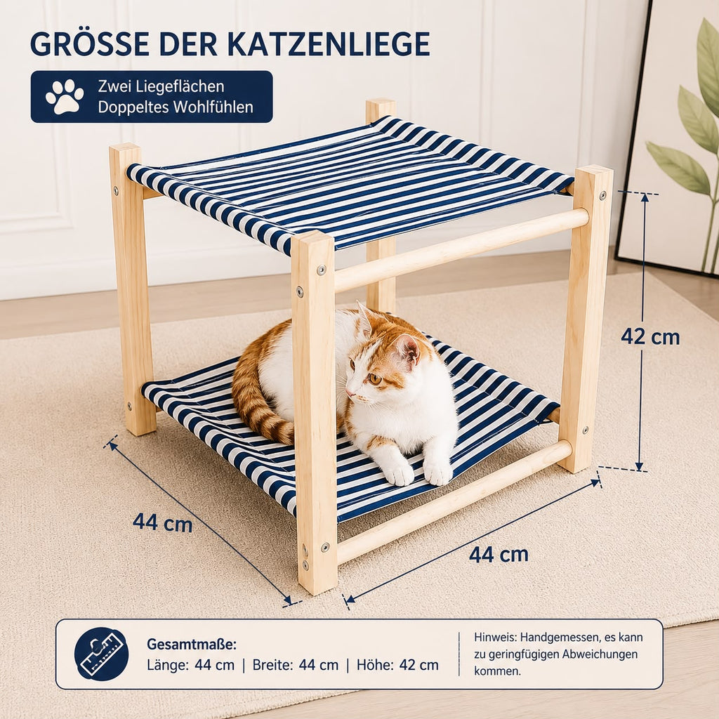 PawFlow Premium Doppelstöckige Katzenliege aus Massivholz
