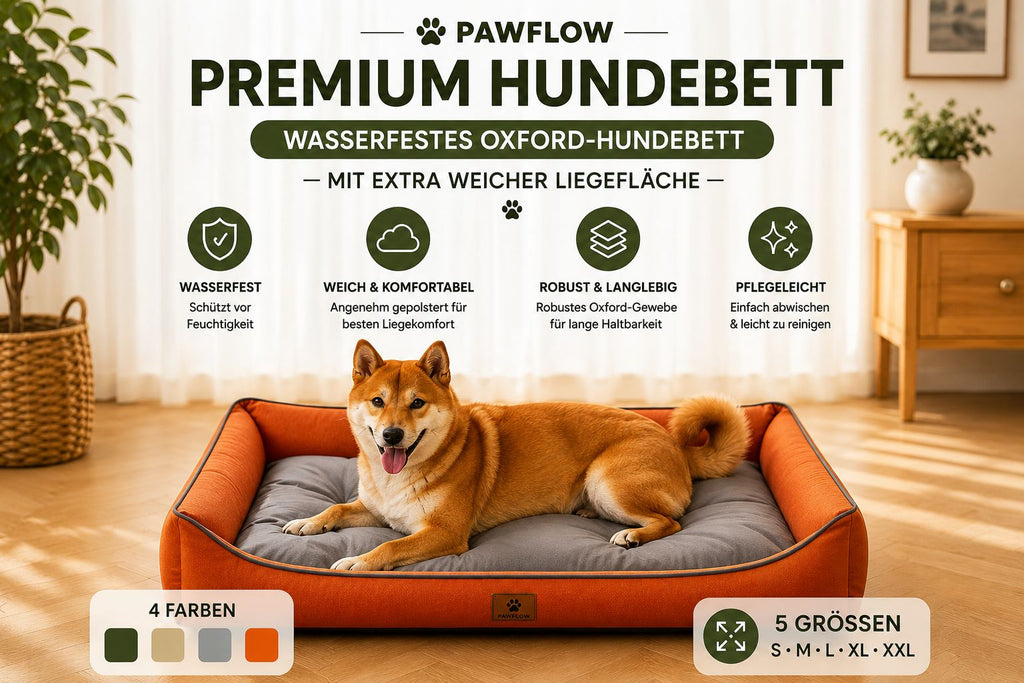 PawFlow Premium Hundebett – Wasserfestes Oxford-Hundebett mit weicher Liegefläche