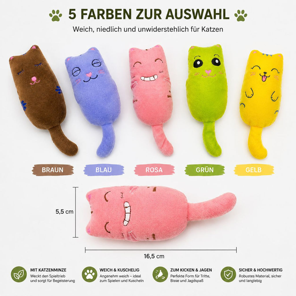 PawFlow Katzenminze-Plüschtier für Katzen – Spielen, Kicken & Kuscheln