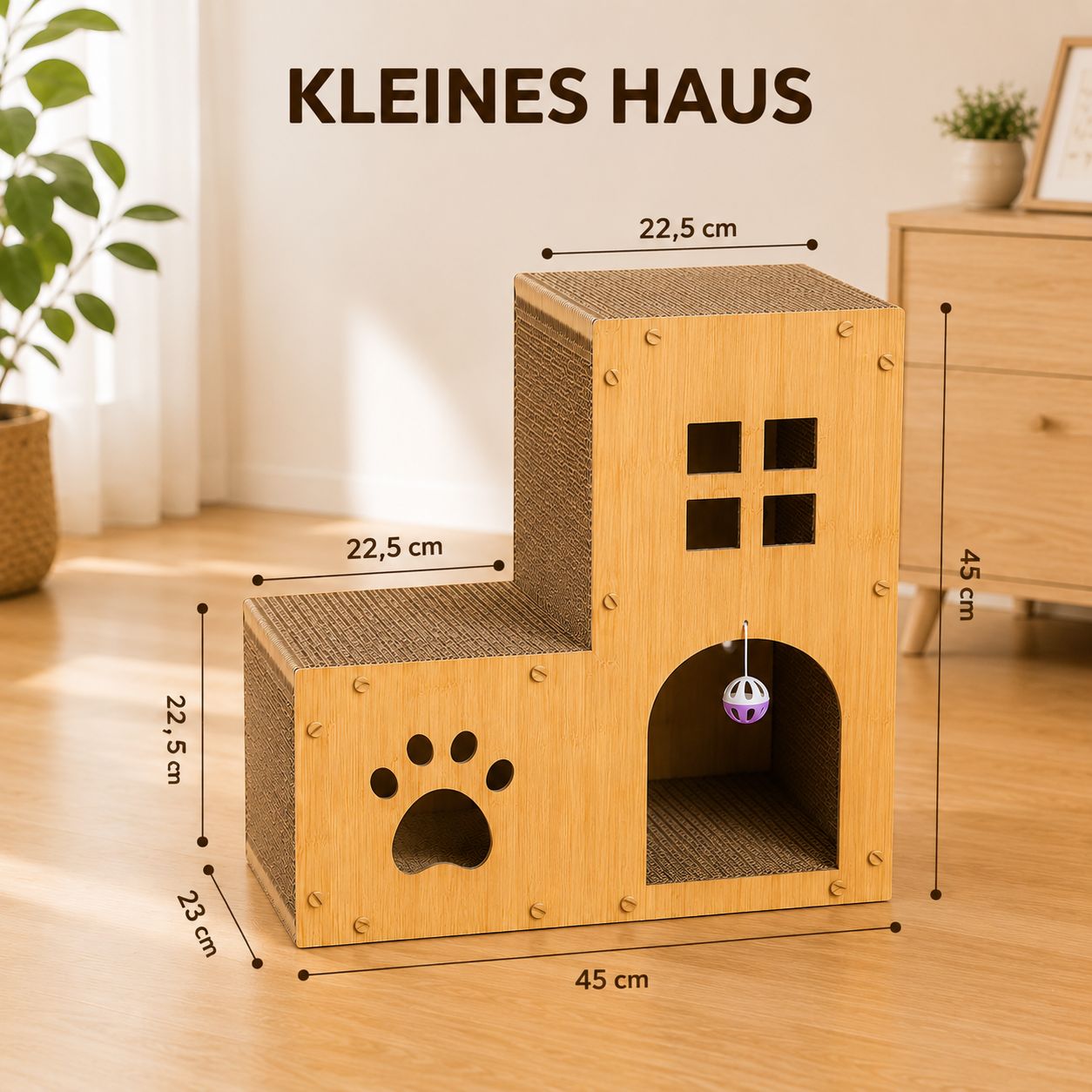 PawFlow Katzen-Kratzmöbel 4-in-1 aus Wellpappe – Kratzen, Spielen, Verstecken & Entspannen