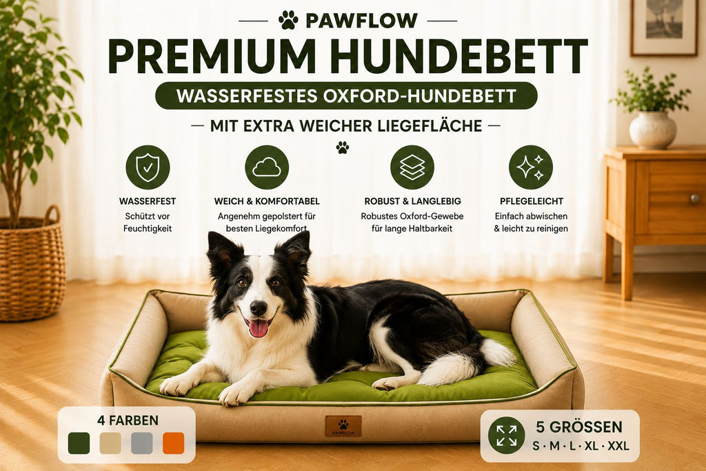PawFlow Premium Hundebett – Wasserfestes Oxford-Hundebett mit weicher Liegefläche