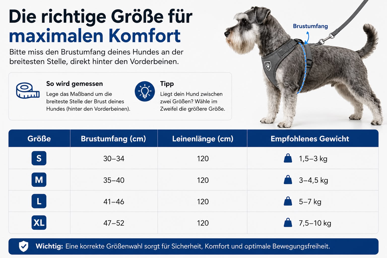 PawFlow Komfort-Brustgeschirr mit Leine