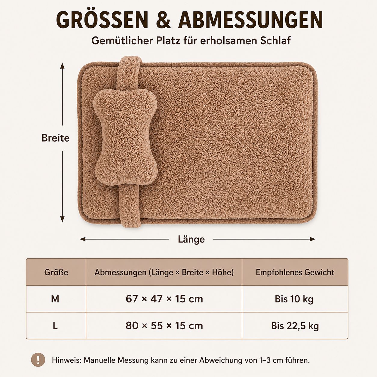 PawFlow Kuschelbett für Hunde & Katzen aus Plüsch mit Knochenkissen – Waschbar & besonders weich