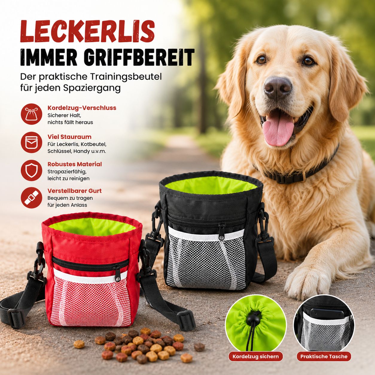 PawFlow™ Leckerli-Trainingsbeutel für Hunde – Belohnungen immer griffbereit