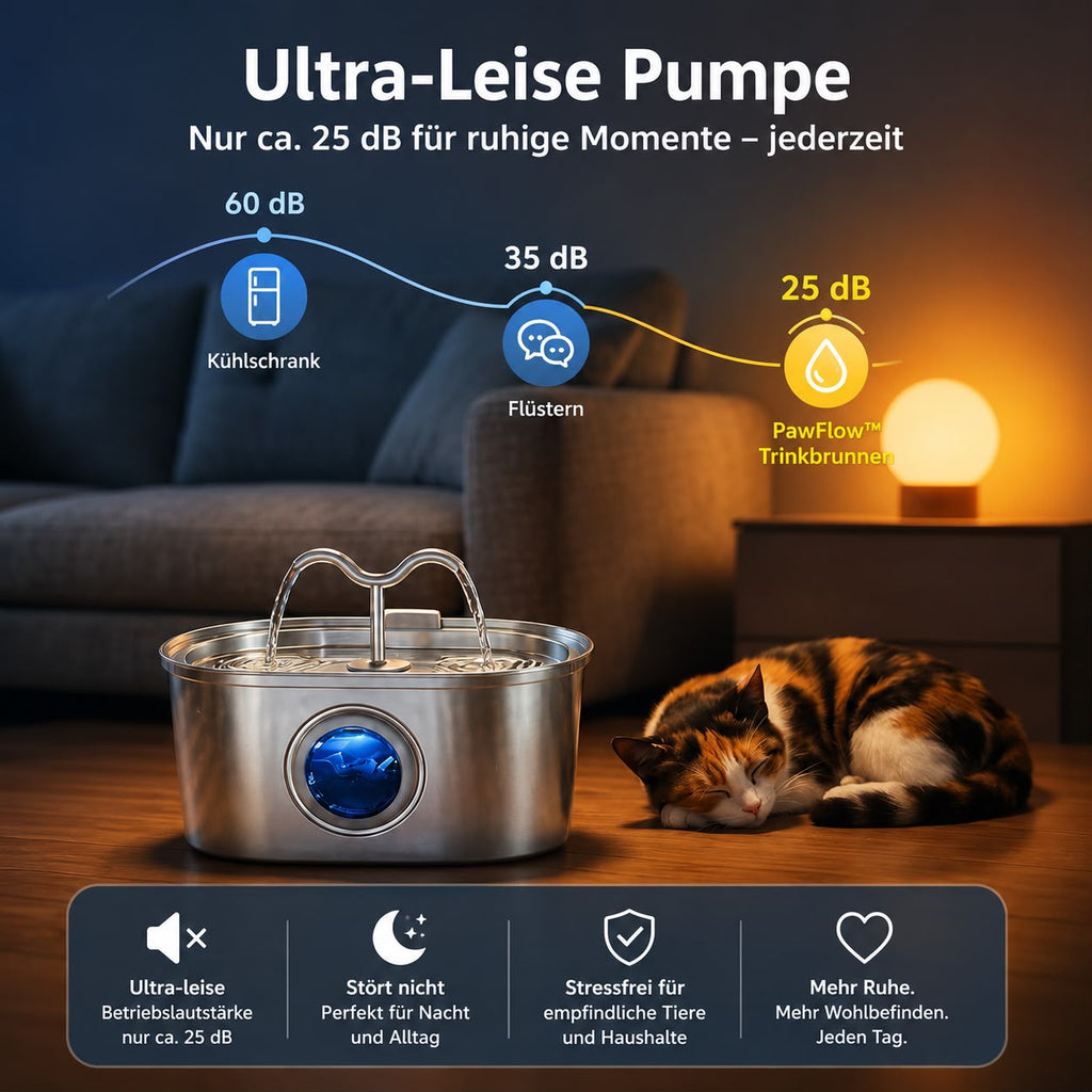 PawFlow™ Premium Edelstahl-Trinkbrunnen für Katzen & Hunde (3,2 L)