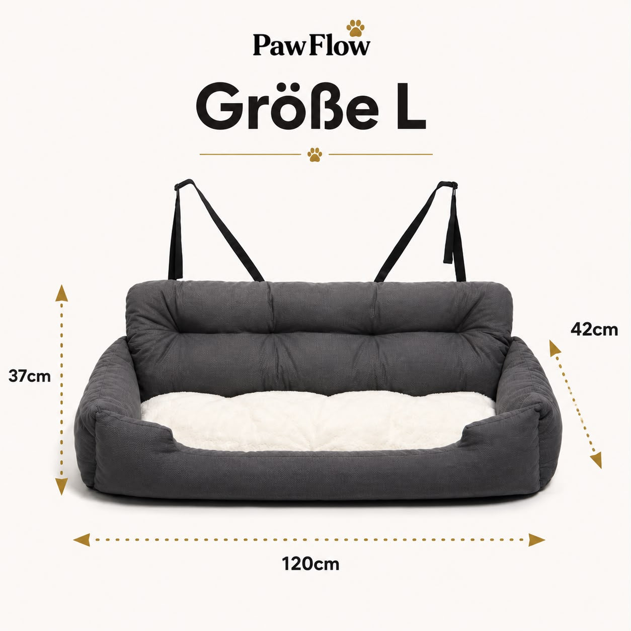 PawFlow Premium Autositz & Reisebett für Hunde und Katzen