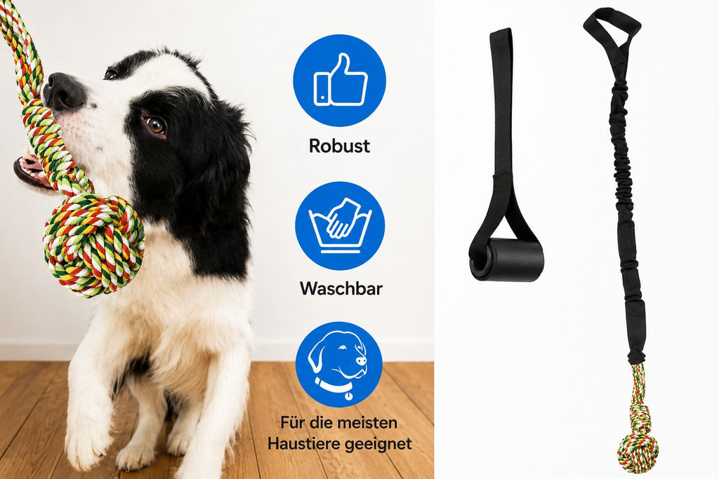 PawFlow™ Zerrspielzeug mit Elastik-Seil für Hunde – Spiel, Training & Bewegung