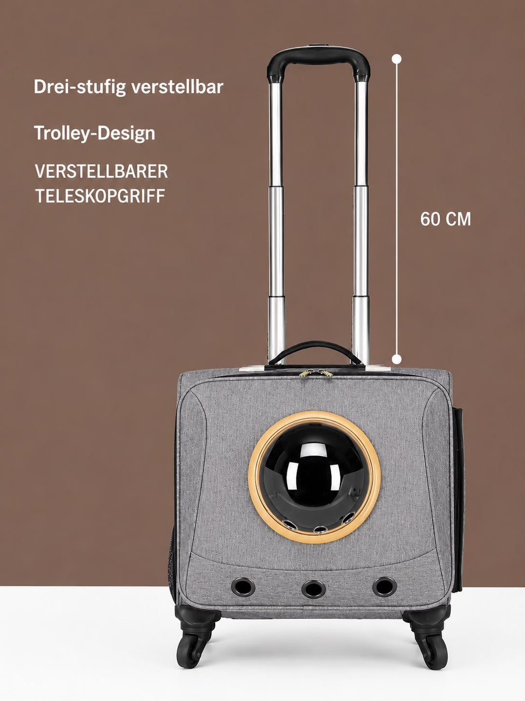 PawFlow Premium Haustier-Trolley mit 360°-Rollen