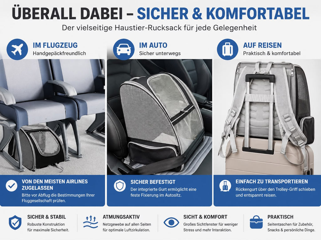 PawFlow Bubble Premium Haustier-Rucksack für Hunde & Katzen