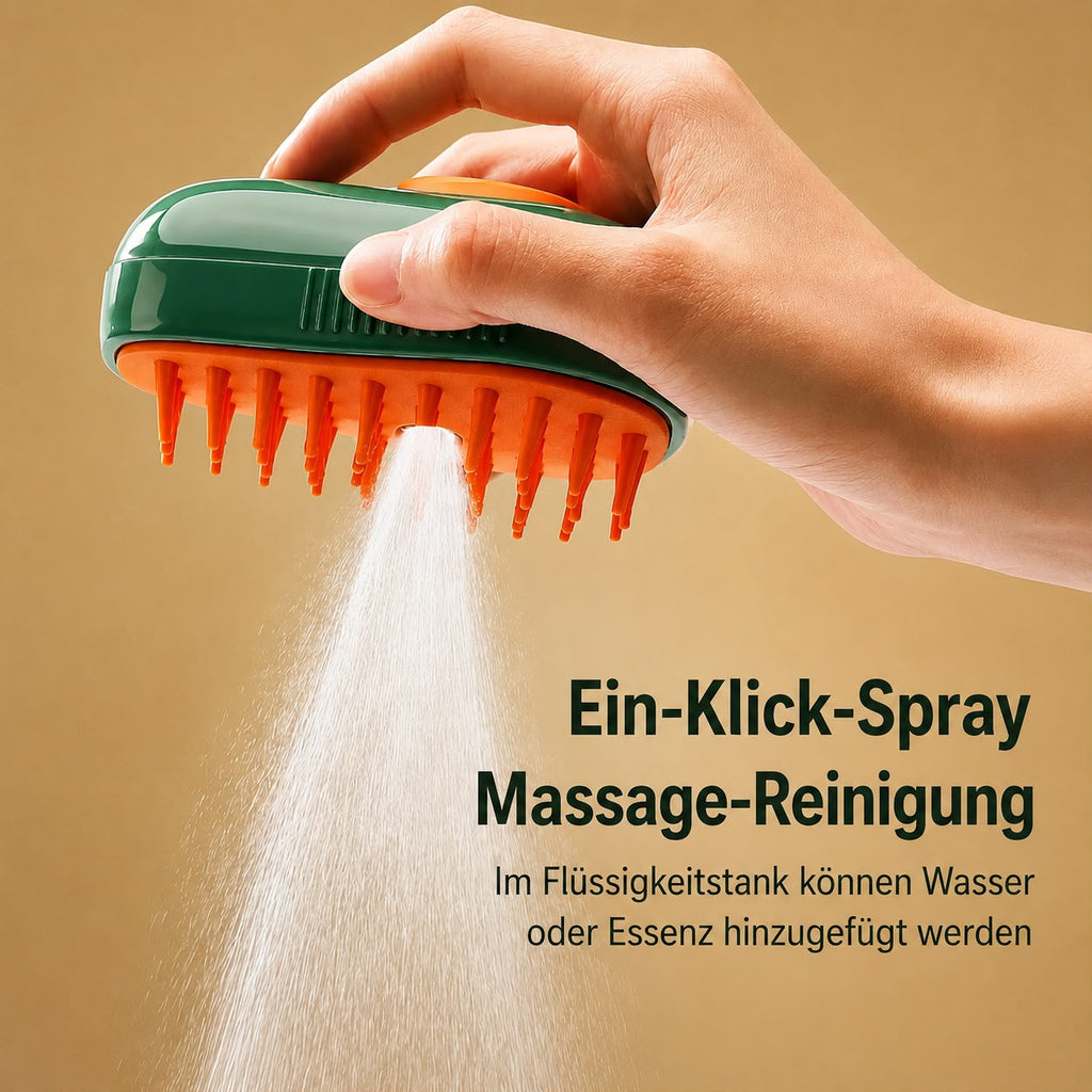 PawFlow Elektrische Dampf-Fellpflegebürste mit Massagefunktion