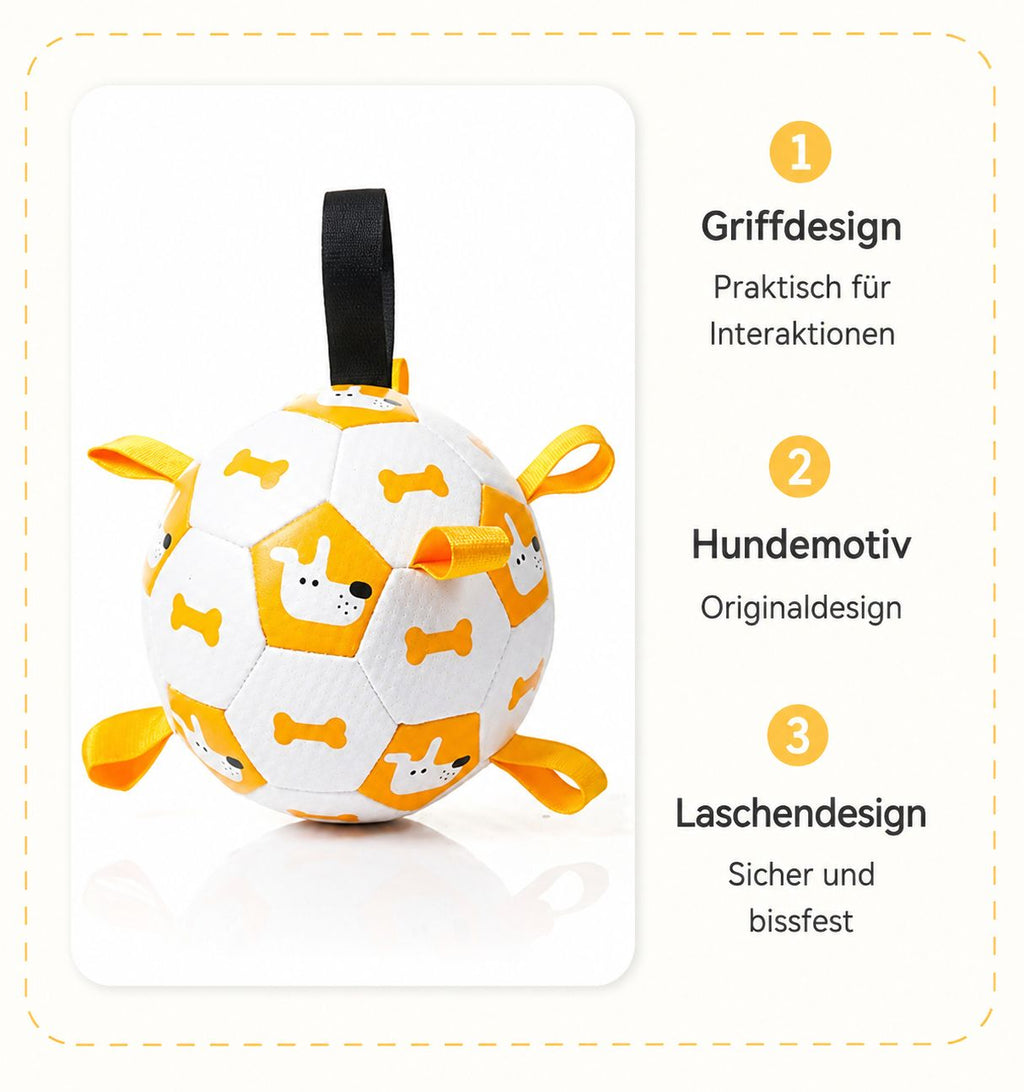 PawFlow™ Interaktiver Hunde-Fussball mit Laschen – Apportieren, Zerren & Spielen