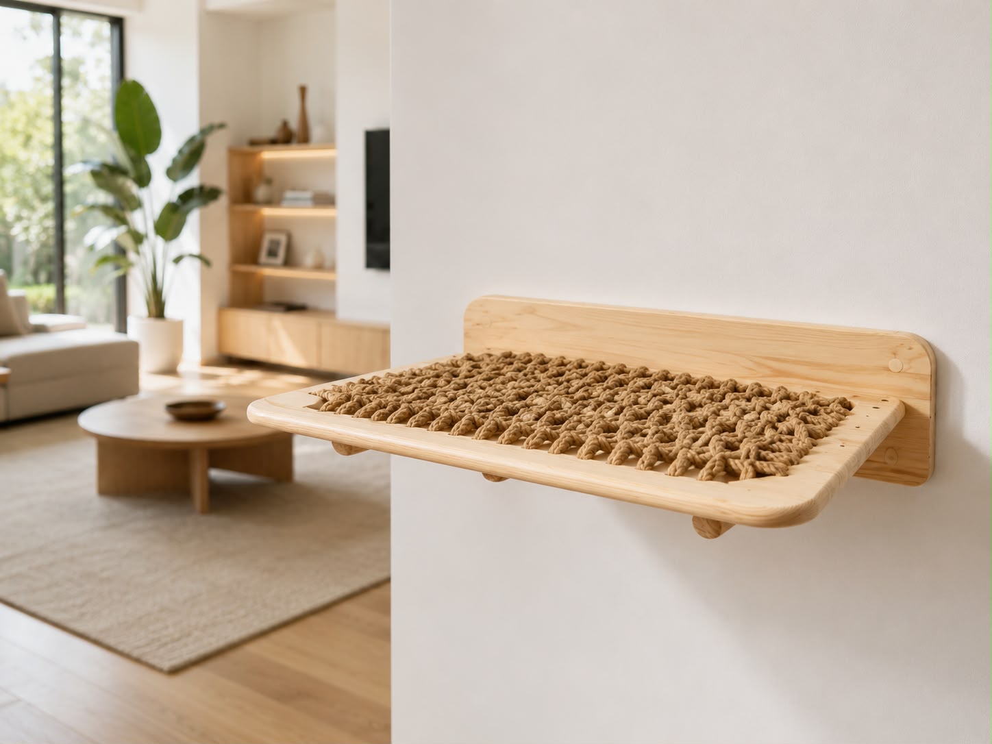 PawFlow Wandliege aus Massivholz für Katzen