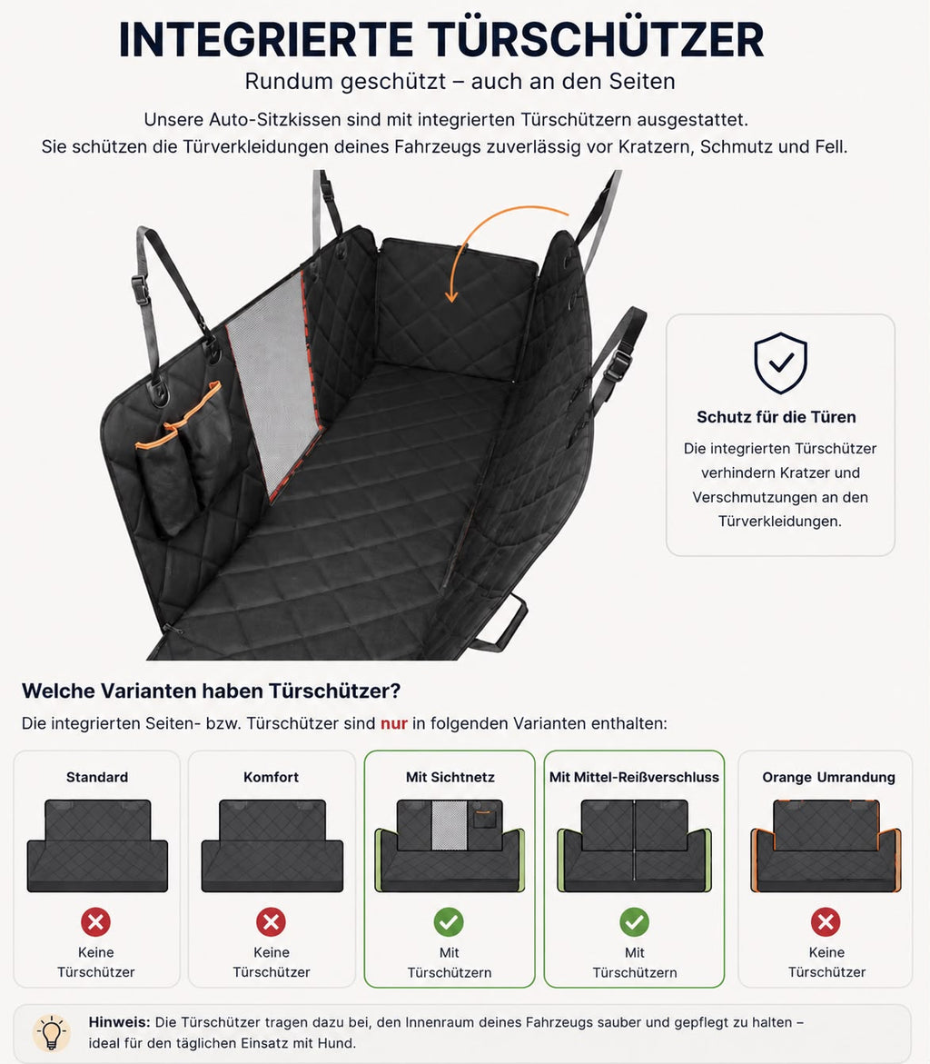 PawFlow Premium Hunde-Sitzschutz für die Rückbank