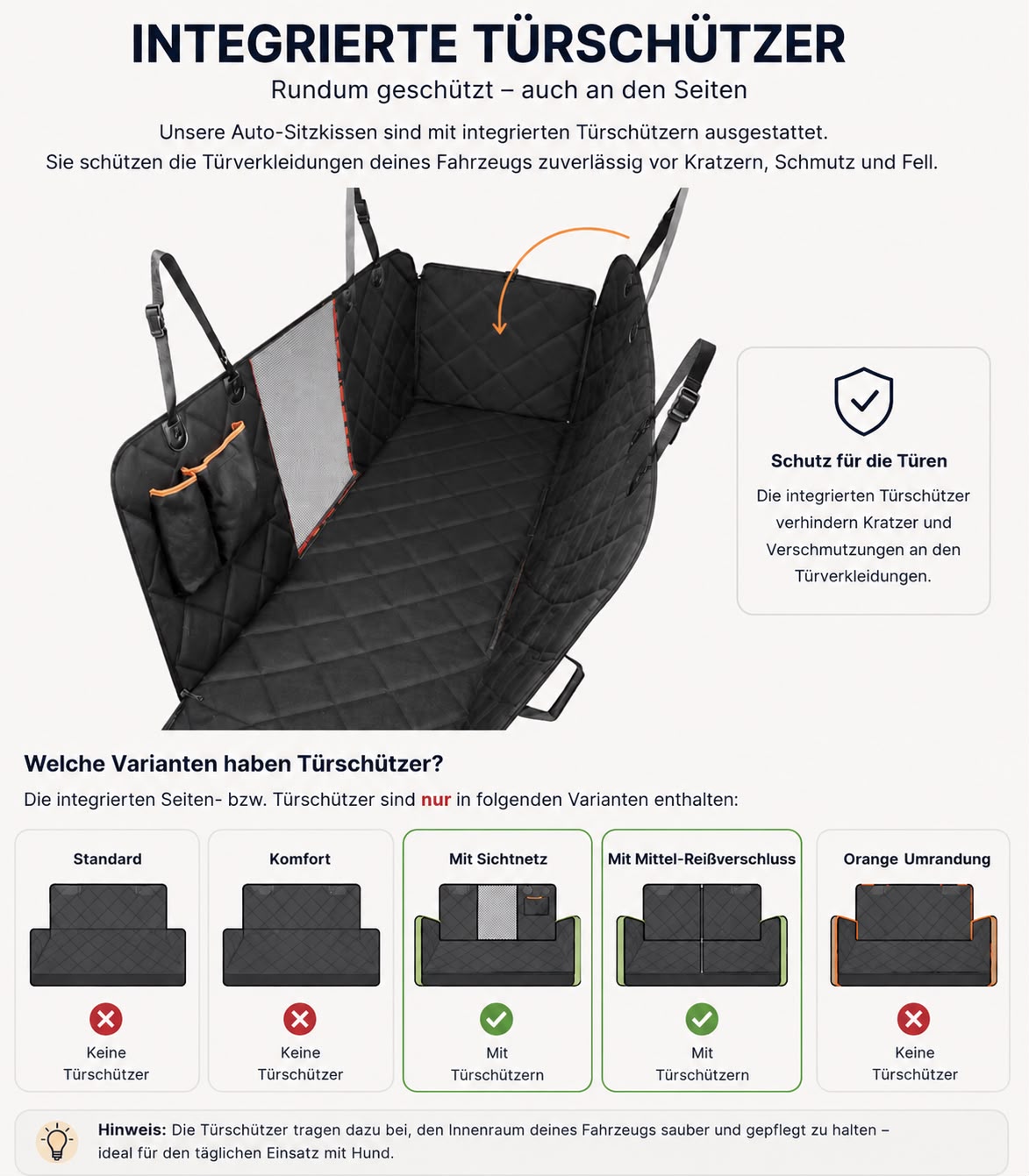 PawFlow Premium Hunde-Sitzschutz für die Rückbank