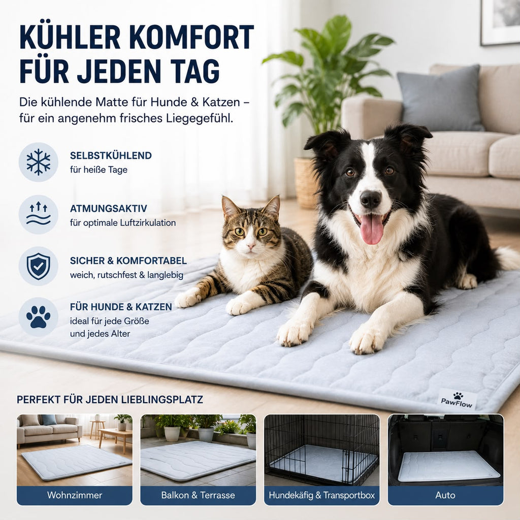 PawFlow Premium-Kühlmatte für Hunde & Katzen – Selbstkühlend & besonders komfortabel