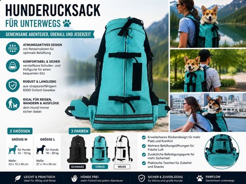 PawFlow Outdoor-Hunderucksack für Hunde – Atmungsaktiv, sicher & bequem