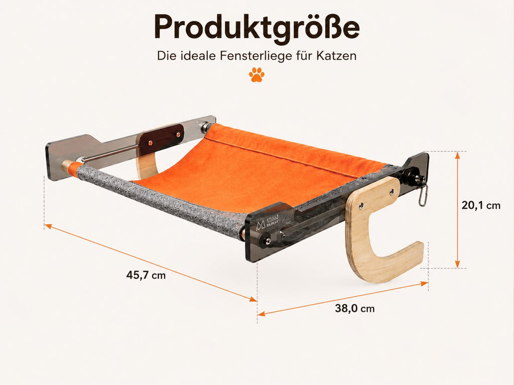 PawFlow Premium Fensterliege aus Acryl & Massivholz