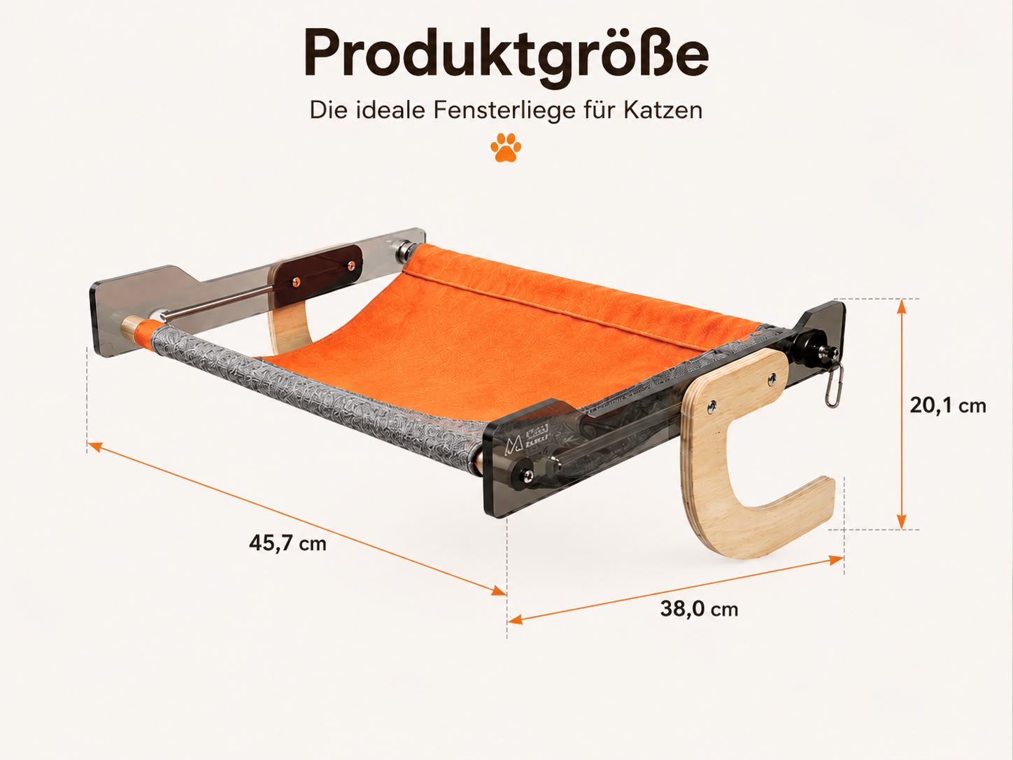 PawFlow Premium Fensterliege aus Acryl & Massivholz