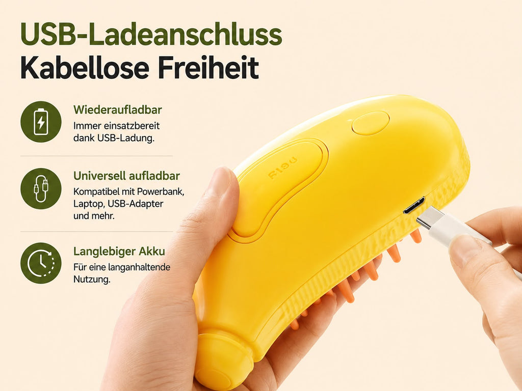 PawFlow 3-in-1 Fellpflegebürste für Katzen – Sprühen, Massieren & Entfilzen