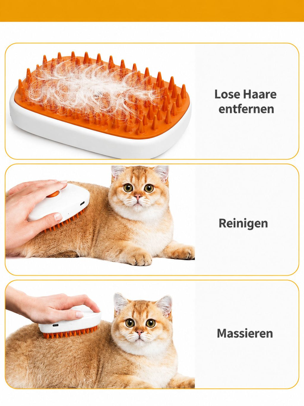 PawFlow Fellpflegebürste mit Sprühfunktion für Hunde & Katzen