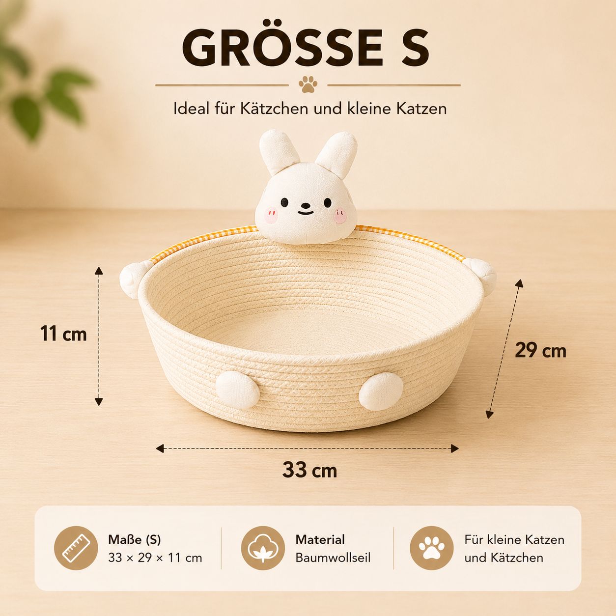 PawFlow Baumwollseil-Katzenbett mit Kratzfläche – Schlafen, Kratzen & Wohlfühlen