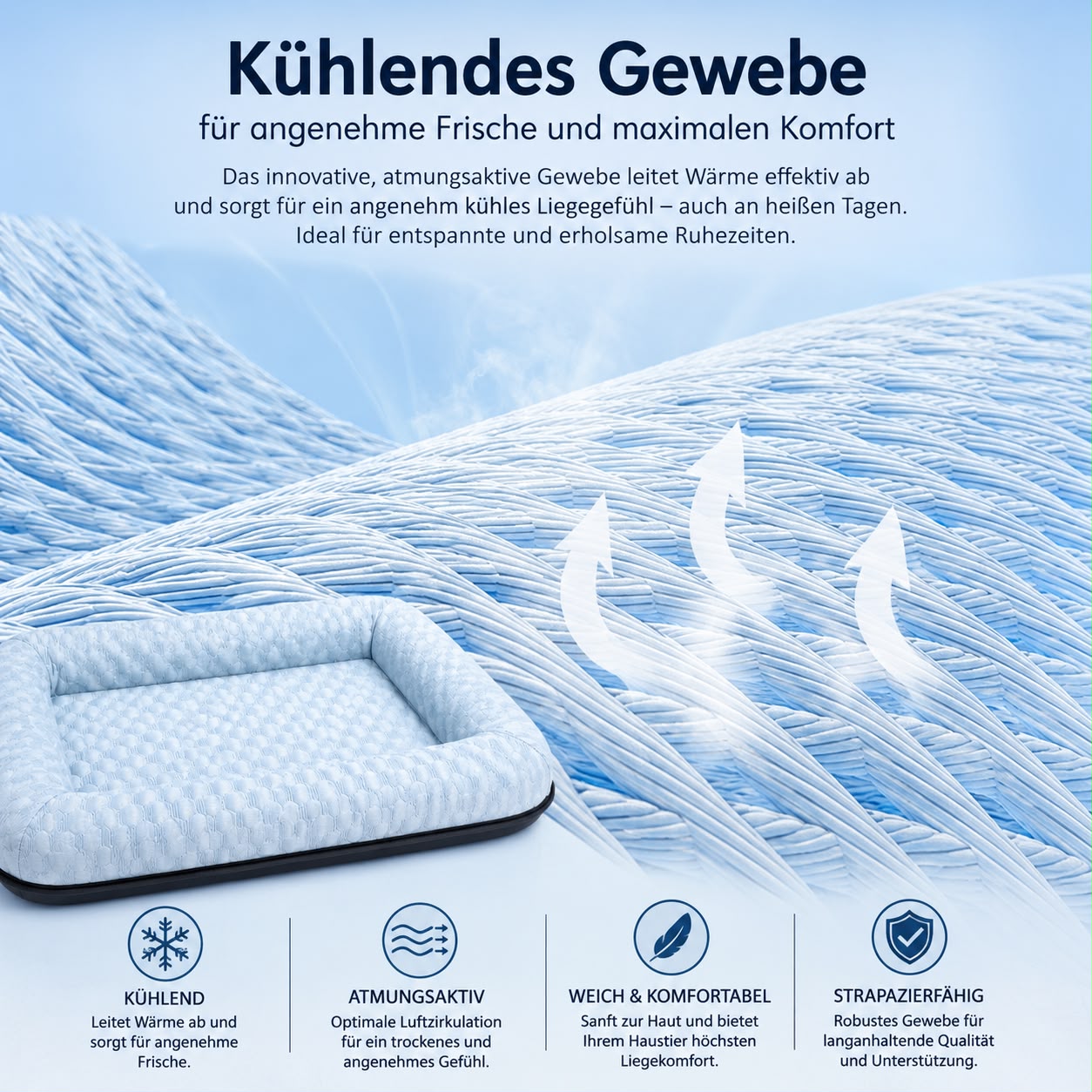 PawFlow Kühlbett für Hunde & Katzen – Weich, atmungsaktiv & waschbar