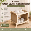 PawFlow Katzen-Lounge mit Kratzflächen – Doppelstöckiger Rückzugsort aus Holz