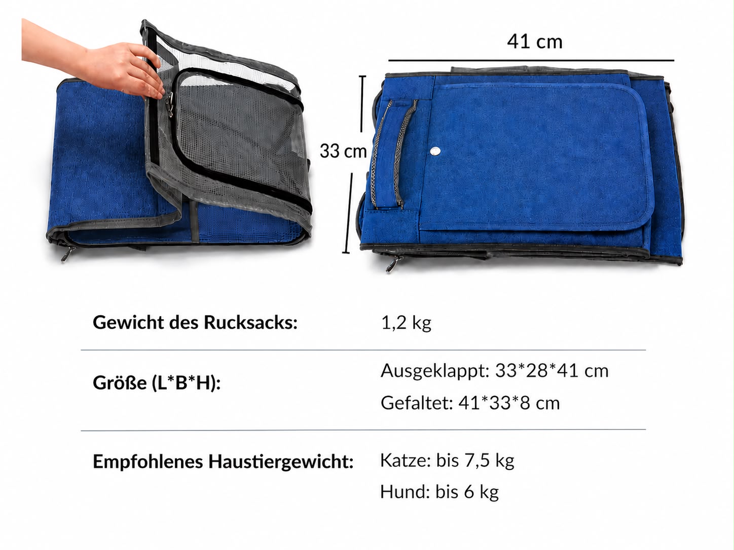 PawFlow Premium Haustier-Rucksack für Hunde & Katzen