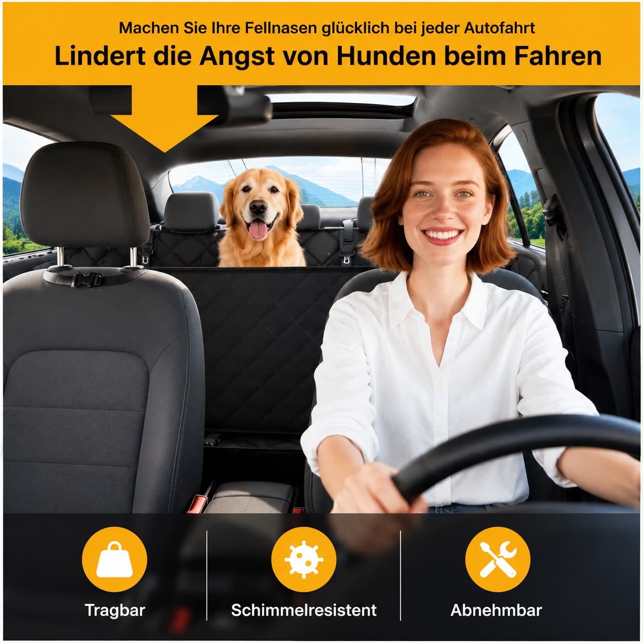 PawFlow Auto-Rücksitzschutz Premium – Wasserdichte Hundedecke für die Rückbank