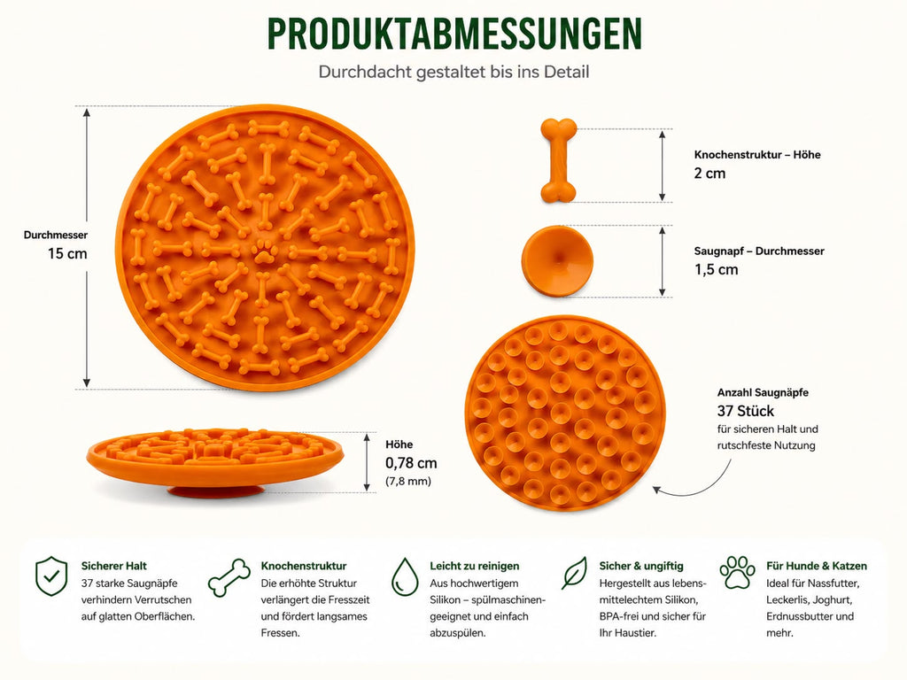 PawFlow™ Premium Schleckmatte mit Saugnäpfen für Hunde & Katzen