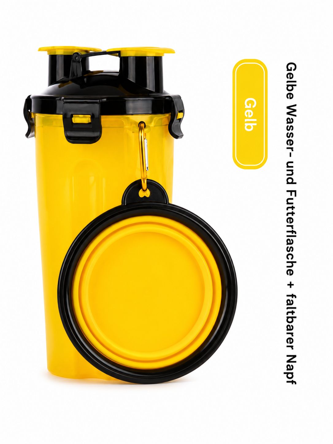 PawFlow™ Mobile Reise-Trinkflasche mit Faltnapf für Hunde & Katzen – Trinken unterwegs leicht gemacht