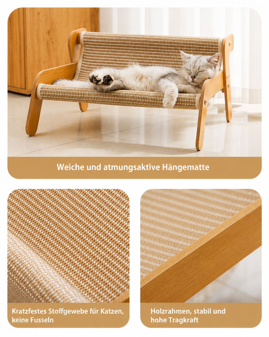 PawFlow Katzen-Kratzliege mit Holzgestell – Kratzen, Ruhen & Entspannen