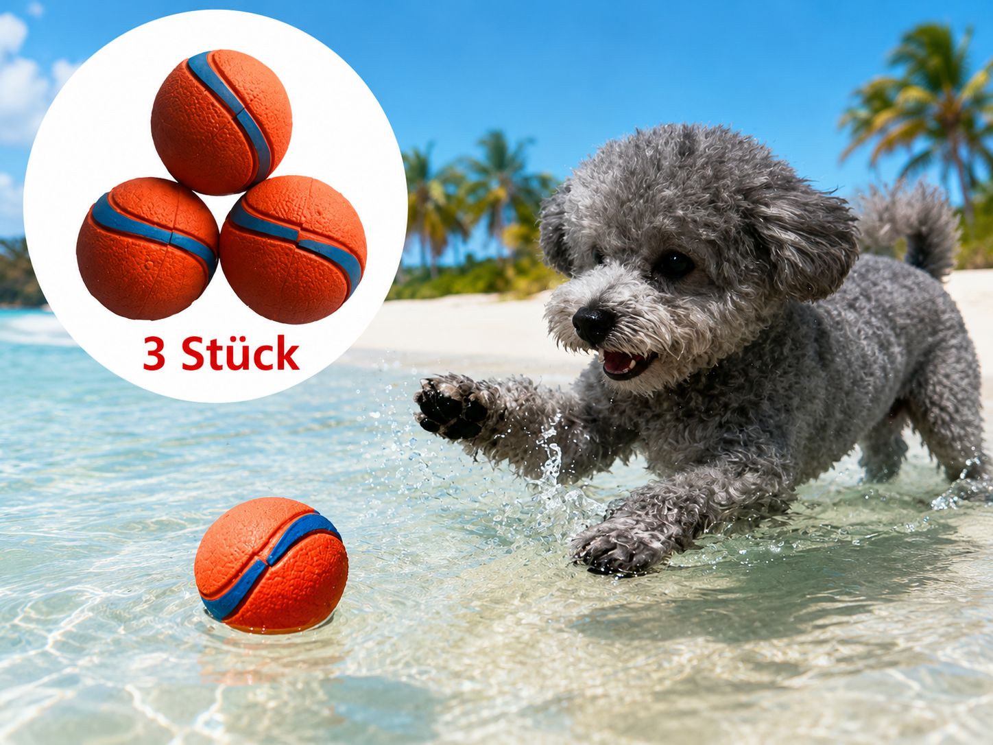 PawFlow™ 3er-Set Spiel- & Apportierbälle für Hunde – Robust, schwimmfähig & langlebig