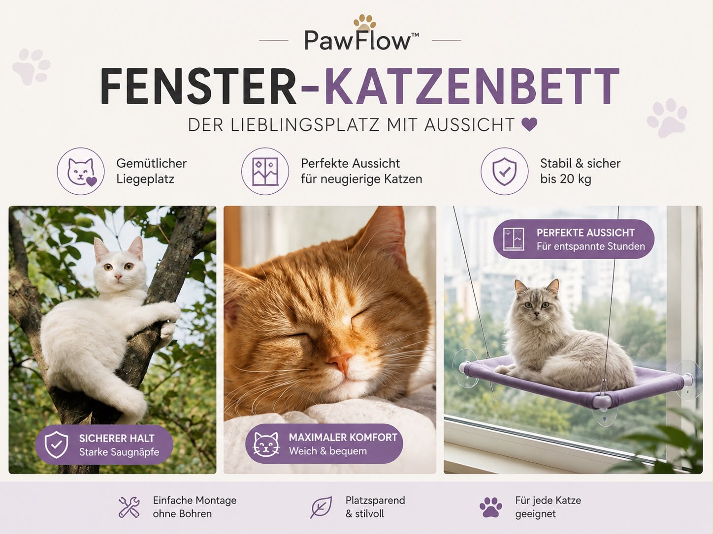 PawFlow Panorama-Fensterbett für Katzen