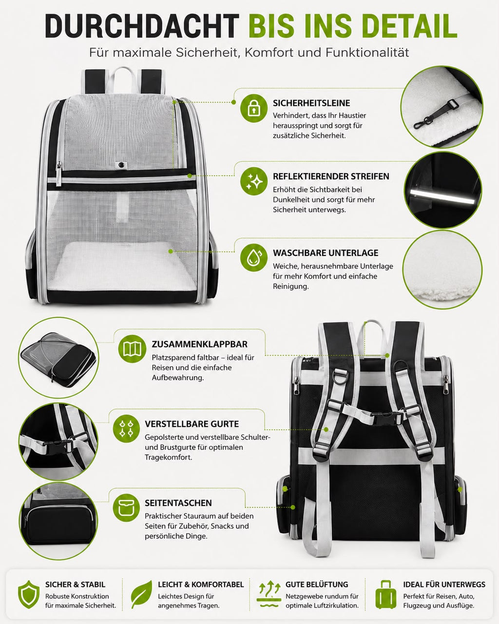 PawFlow Bubble Premium Haustier-Rucksack für Hunde & Katzen