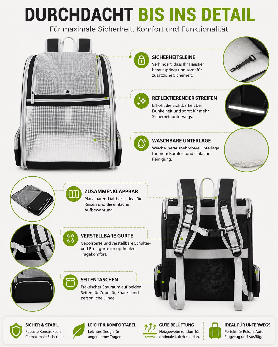 PawFlow Bubble Premium Haustier-Rucksack für Hunde & Katzen