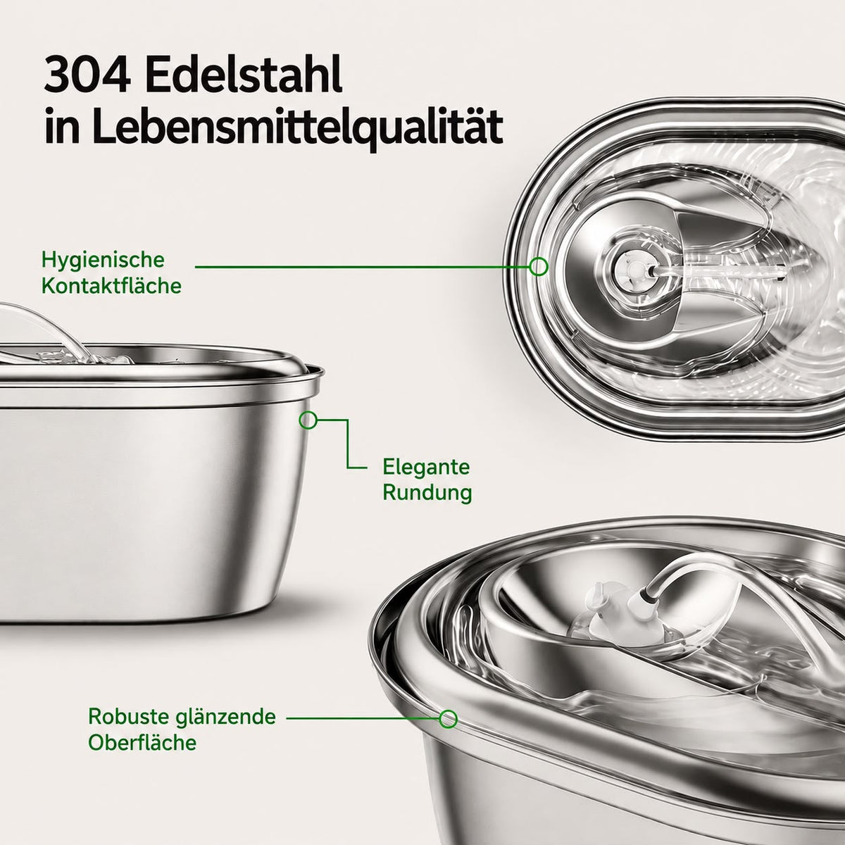 PawFlow Edelstahl-Trinkbrunnen 3 L
