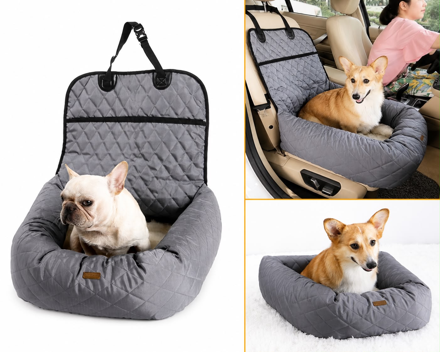 PawFlow 2-in-1 Autositz & Reisebett für Hunde und Katzen