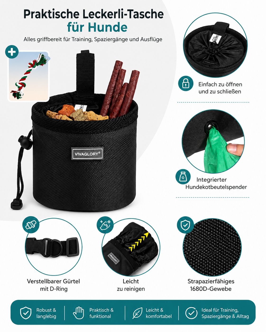 PawFlow™ Leckerli-Tasche für Hunde – für Training & Spaziergänge