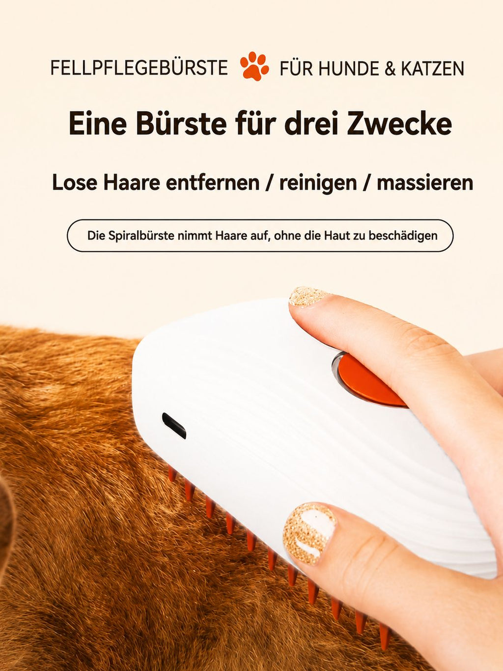 PawFlow Fellpflegebürste mit Sprühfunktion für Hunde & Katzen