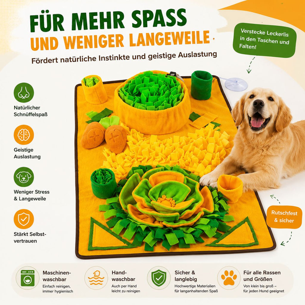 PawFlow Schnüffelmatte XL für Hunde – Intelligenzspielzeug, Nasenarbeit & langsames Fressen