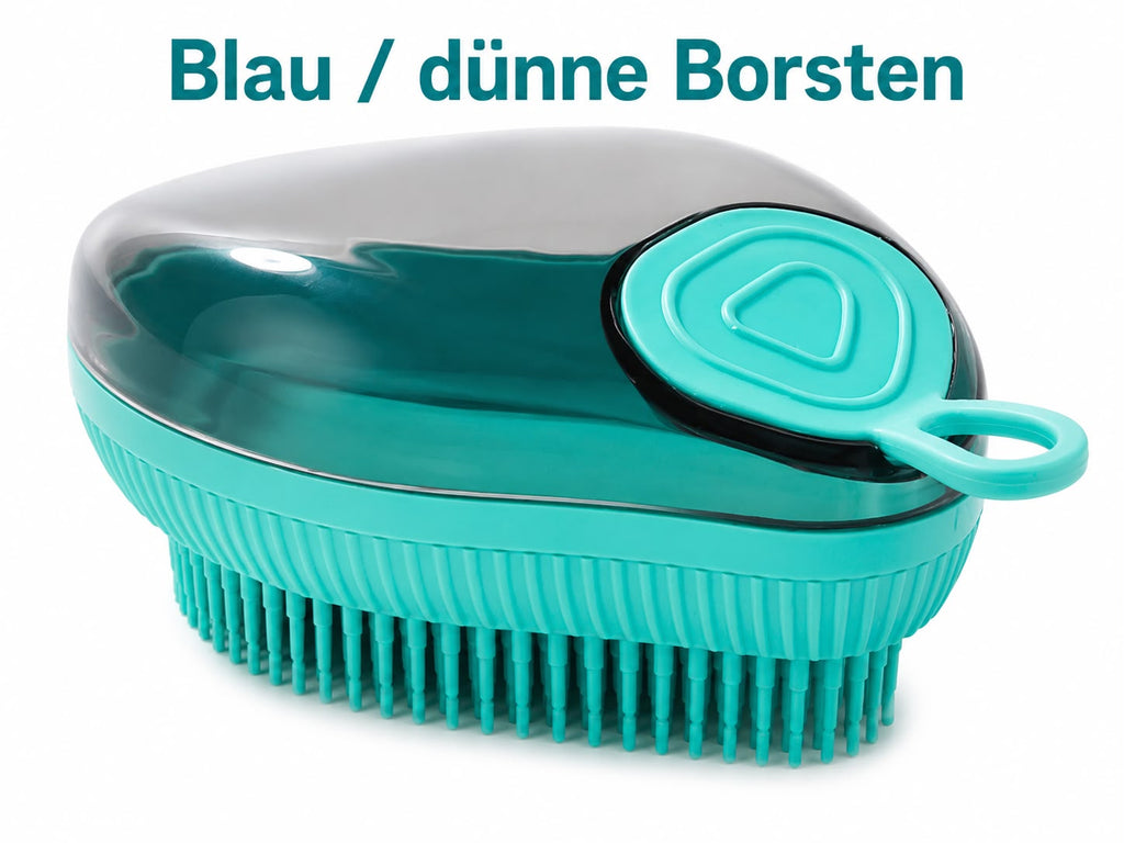PawFlow Silikon-Fellpflegebürste mit Shampoo-Spender für Hunde & Katzen