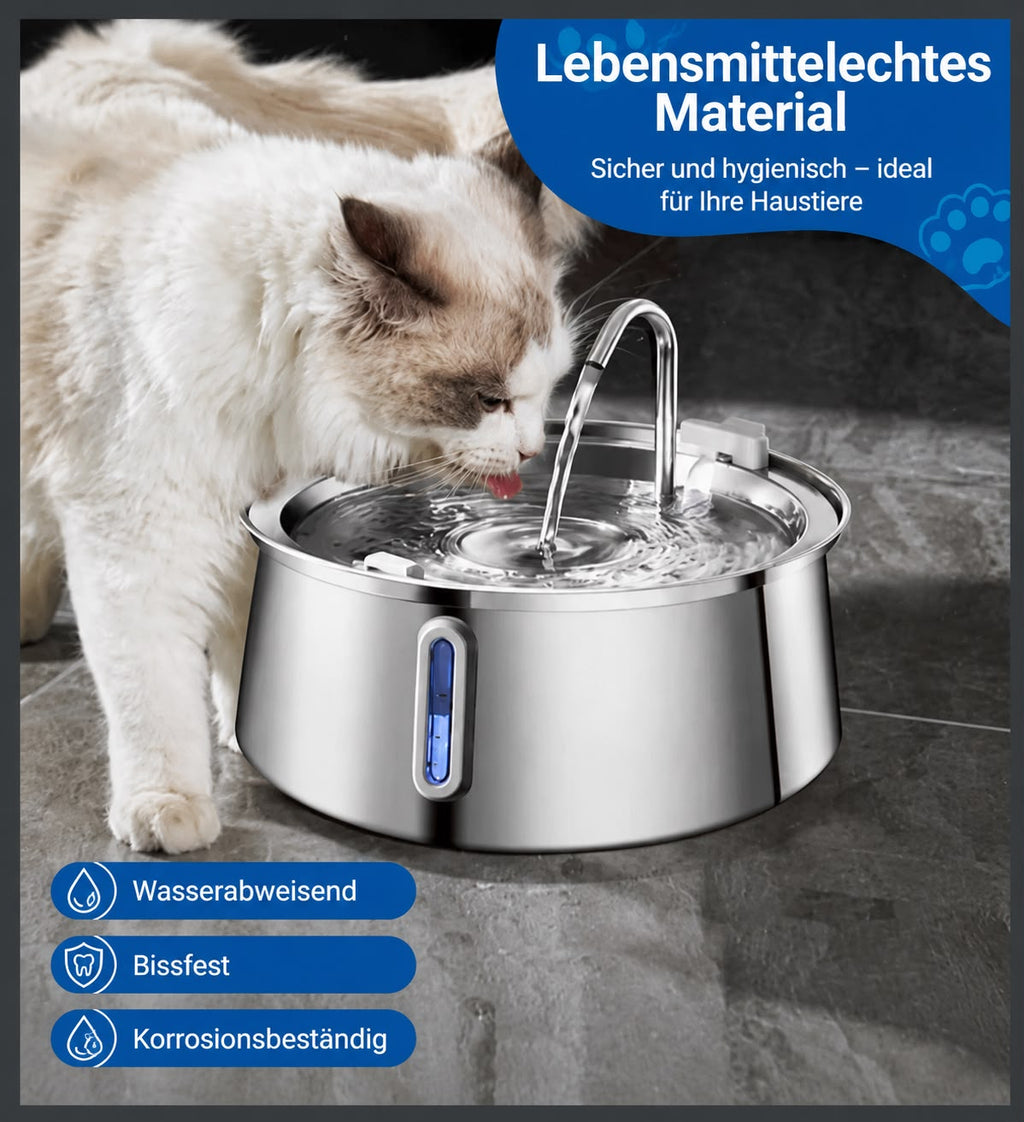 PawFlow Edelstahl-Trinkbrunnen 4 L